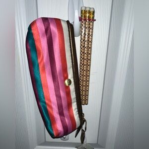 Coach legacy Striped pencil case. With pencils NWT.